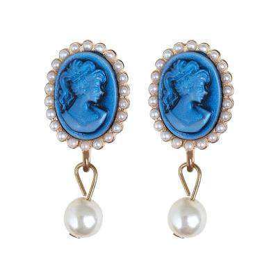 China 2022 Latest Version FASHIONABLE Silver Needle Retro Blue Earrings Women Earrings for sale