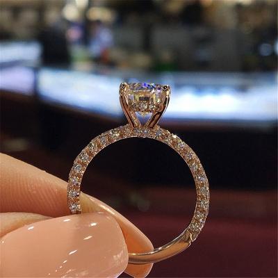 China Hot Sale CLASSIC Instant Round Fashion Princess Diamond Bridal Diamond Wedding Ring For Women for sale