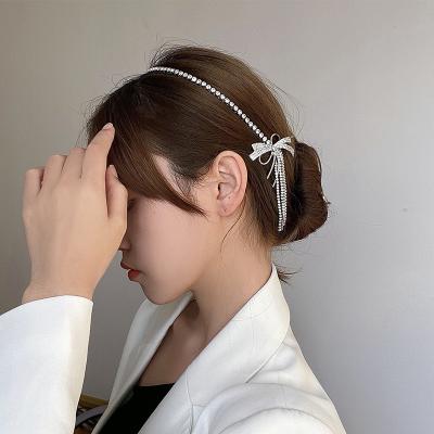 China ALLOY Design Diamond Bow Tassel Headband Retro Fashion Headwear Hair Circle Hair Accessories For Women for sale