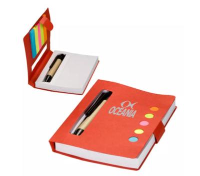 China Eco Self Adhesive Mini Stowaway Sticky Jotter With Pen 5 Assorted Neon Sticky Flags Perforated Cardboard Pen Nestled In Die-Cut Paper Slot for sale