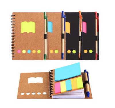 China New Self Adhesive Spiral Notebook Lined Pen Holder Novelty Combo Notepad with Sticky Note for sale