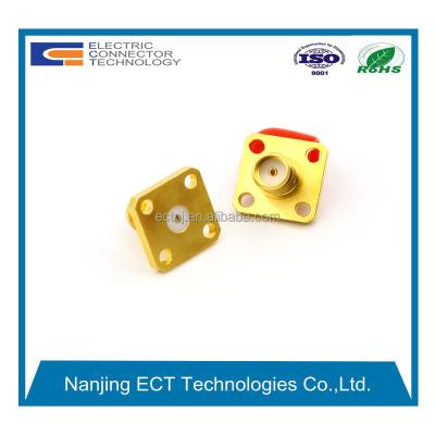 China RF Application RF And Gender Female SMA Type Connector With 4 Hole Flange Mount for sale