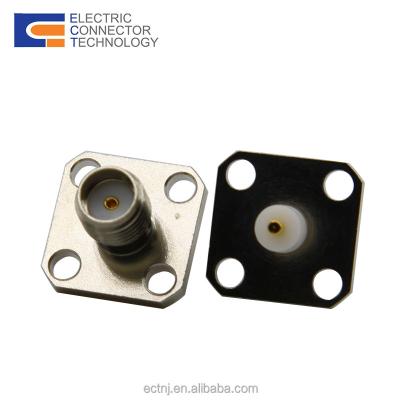 China RF SMA Female Connector With 4 Holes Flange Mounting Base Plate for sale