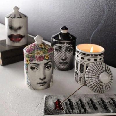 China Custom European Birthdays Face Aromatherapy Candlestick Aromatherapy Jar Decoration Environmental Protection Ceramic Soy Wax Candle for sale