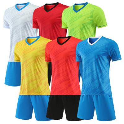 China Cheapest Custom Short Sleeve Soccer Jersey Sets Quick Dry White Orange Mens Jersey Set for sale