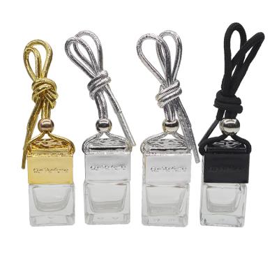 China Angular Blush 8ml Empty Glass Car Perfume Bottle Car Perfume Hanging Scent Diffusers for sale