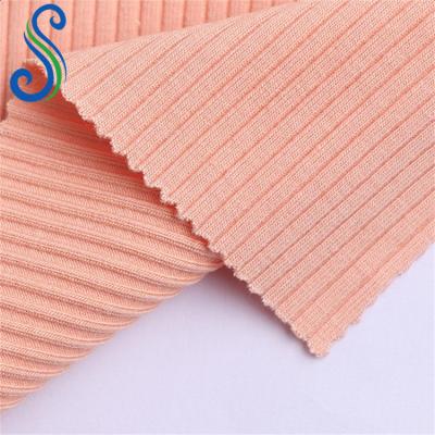 China Anti-Bacteria Wrinkle Resistant 4x2 Rib Bamboo Organic Cotton Spandex Knitted Fabric For Women Clothes for sale