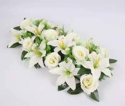 China Artificial Silk White Flower Coastal Row 3d Roll Up Artificial Flower Wall Backdrop Panels for sale