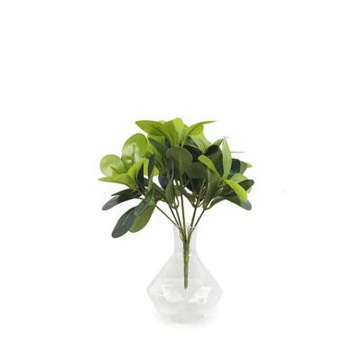 China New tropical artificial green leaf plastic flower pot for hotel home decoration for sale