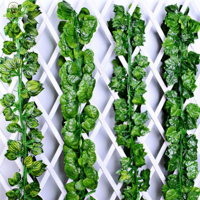 China Modern Artificial Plants Stores Home Decorative Faux Vine Ceiling Wall Hanging Artificial Leaves for sale