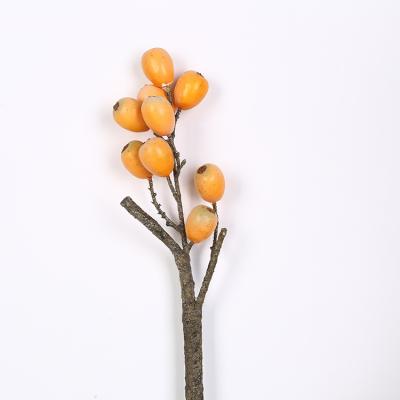 China Beautiful plastic artificial 66cm tropical yellow loquat fruit branches for living room for sale