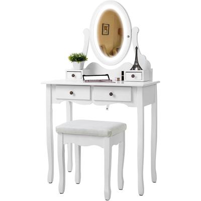 China (Other) Adjustable Hot Selling Wooden Dressing Table with Mirror and Stool Dressing Table for sale