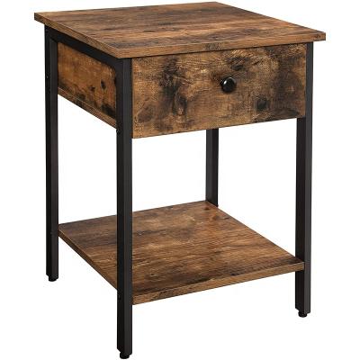 China Portable and multifunctional bedroom furniture wooden nightstand side table with 1 drawers for sale