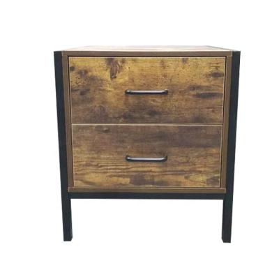 China Manufacturer New Hot Sale Item Cheap Metal Legs Wooden Nightstands Price With Tow Drawers Bedroom Furniture for sale