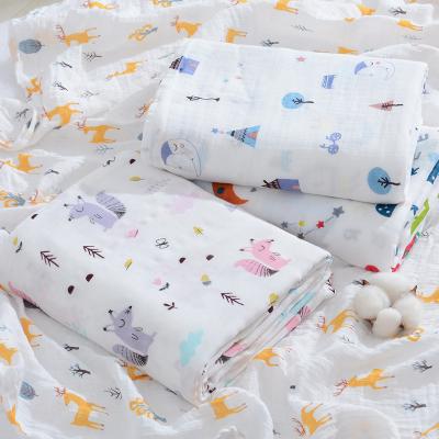 China Factory Supply Double Layers Wrap Blanket Non-Toxic Newborn Baby Muslin Wrap Blankets for sale