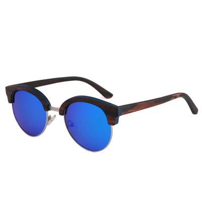 China Fashion Sunglasses China Wholesale Half Frame Polarized Handmade Wood Glass Sunglasses For Men Custom Logo for sale