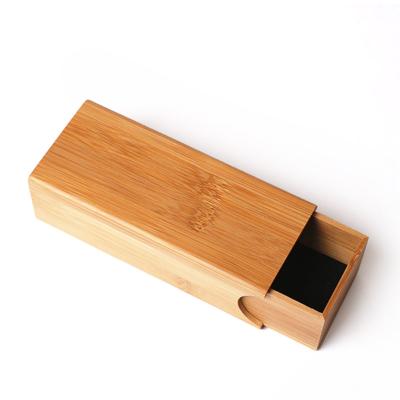 China Popular .eco-friendly sunglasses fashionable classic bamboo box drawer solid and durable show case in stock for sale