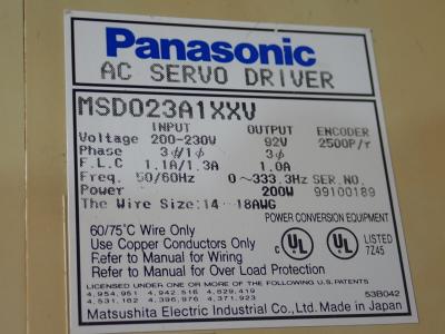 China MSD023A1XXV panasonic 92v low voltage output AC servo control driver for sale