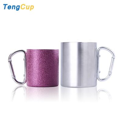 China TY Disposable Travel Stainless Steel Outdoor Wall Carabineer Double Hook Climbing Camping Mugs With Hook for sale