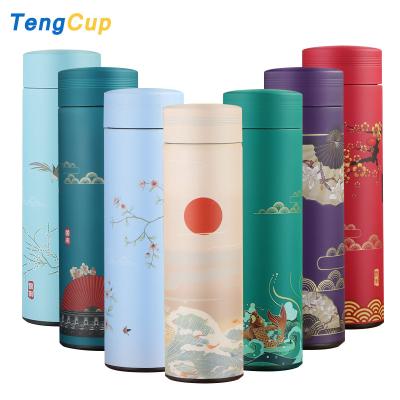 China 500ml Business Creative Chinese Style Thermos Mug Men And Women 304 Stainless Steel LED Temperatur Vacuum Flasks Water Bottle Retro for sale