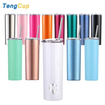 China TY20oz Double Wall Stainless Steel Disposable Custom Vacuum Insulated Travel Mug Straight Lean Tumbler With Lid Straw for sale