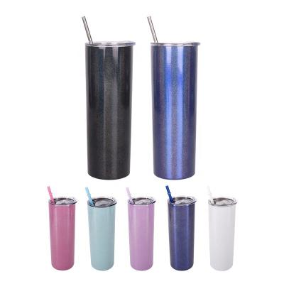 China TY Disposable 20 oz Rainbow Glitter Paint Double Wall Stainless Lean Tumbler With Straw for sale