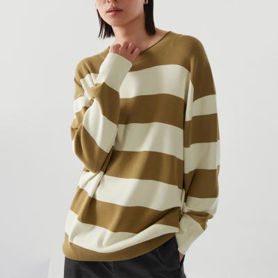 China AOPU OEM QUICK DRY Custom Oversized Vintage Jumper For Women Knitted Jumper Knit Stripe Women's Sweaters for sale