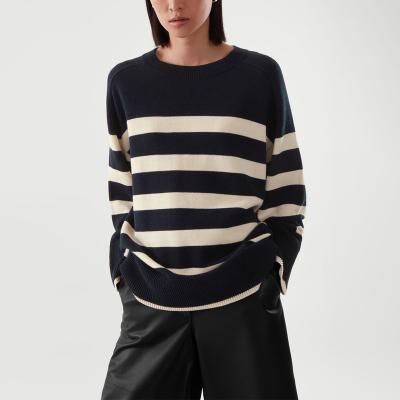 China AOPU Jumper For Women Knitted Jumper OEM QUICK DRY Custom Oversized Vintage Knit Black White Stripes Women's Sweaters for sale