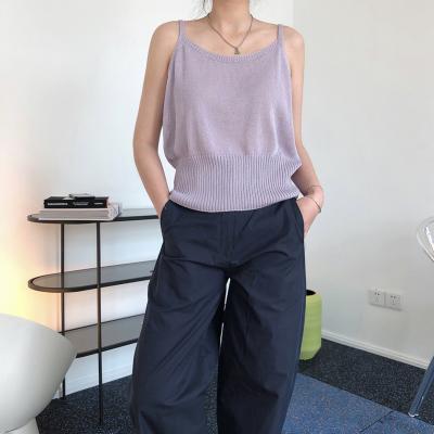 China Anti-wrinkle women's knitwear AOPU new linen knitted vest loose slimming sleeveless women fashionable simple summer sling loungewear for sale