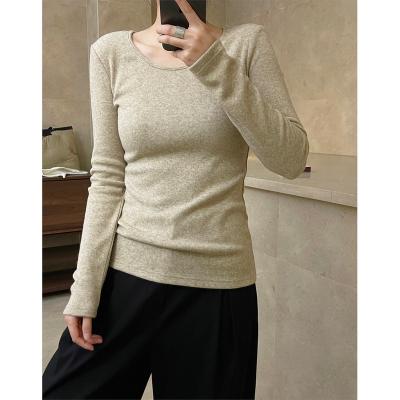 China Anti-wrinkle Casual Comfortable Jumper For Women U Collar Sweater Soft Waxy Thin Bottom Knit Sweater Women Clothing for sale