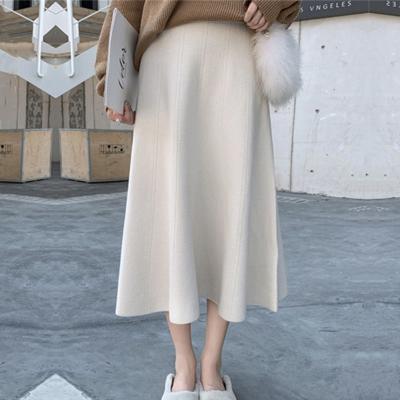 China AOPU Anti-Static Knitted Skirt Bust Women Falls Winter With Fork Line One Long Sweater Waist Thin Wool Knitted Skirt Fashion for sale