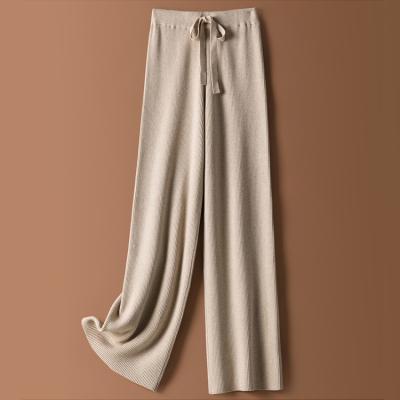 China Anti-wrinkle AOPU wool knitted wide-leg pants women's winter autumn drop waist wool loose trousers casual straight knitting pants for sale