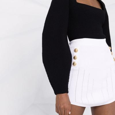 China Sexy Breathable School Girls Women's Mini Shorts Skirt Ribbed Knitted Skirt Knit Fitted Mini Women's Skirts for sale