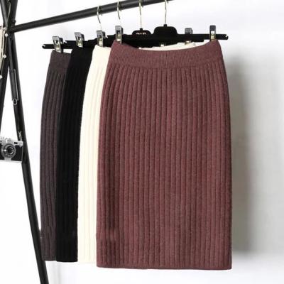 China 2022 Autumn Anti-static Winter Deep Split Skirts Package Buttocks Short Skirt Girls Long Elastic Waist Half Wool Knitted Skirt New for sale