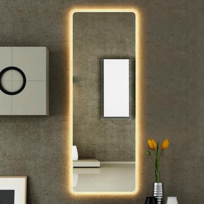 China Bright LED Lights Dressing Backlit Floor Standing Wall Mounted Led Full Length Mirror for sale