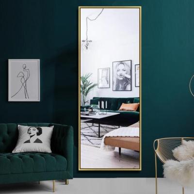 China New Design Illuminated Wall Mounted Black Framed Full Size Floor Stand Full Size Mirror for sale