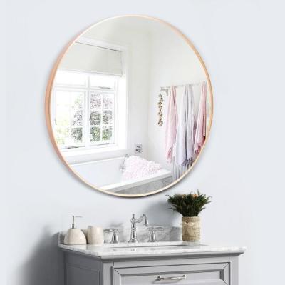 China Modern Luxury Gold Aluminum Frame Round Led Wall Mirror Smart Mirror Bathroom for sale