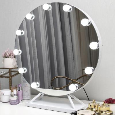 China round table lighted led makeup mirror hollywood style led bulbs cosmetic vanity mirror for sale