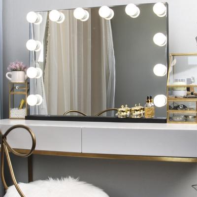 China Hot Sale Lighted Led Cosmetic Mirror Dimmable Hollywood Style Bulb Makeup Mirror for sale