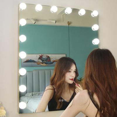 China Wholesale Custom High Quality Smart Lighted Mirror Touch Screen Hollywood Style Makeup Mirror With Led Bulb for sale