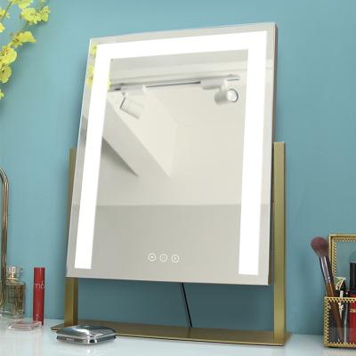 China Fashion Design Lighted Led Dimmable Led Lighted Makeup Dressing Table Mirror Bedroom Desktop Mirror for sale