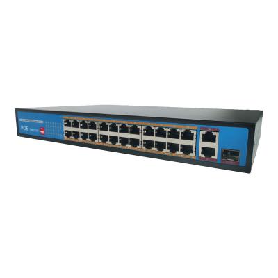 China 300W Power 24*10/100M POE+1*GE RJ45 Switch +1*GE/GF Combo TP/SFP PoE Switch for sale