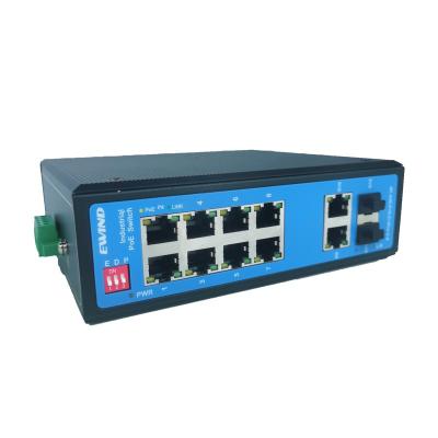 China Industrial Chip Factory Price 8 Port POE 2 Ethernet 2 SFP Fiber Port Industrial POE Switch for sale