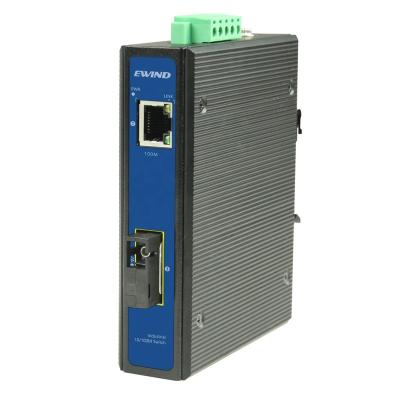 China 10/100M Single Port Industrial PoE Switch Multimode Dual Fiber Din Rail Switch for sale