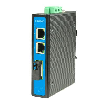 China 100Mbps 2 Port Industrial PoE Switch 1310nm Single Mode Dual Fiber Din Rail Switch 25km for sale