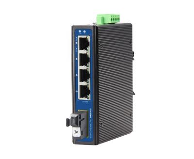 China 10/100M 4 Port Industrial PoE Switch Multimode Dual Fiber Din Rail Switch 2km 850/1310nm for sale