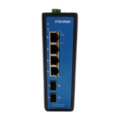 China IEEE802.3bt Gigabit 4 Port Industrial PoE Switch with 2*1000M SFP Uplink Port Din Rail Fiber Switch for sale