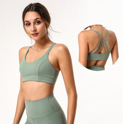 China Wholesale Temporary High Intensity Sexy Crop Sports Fitness Yoga Women Sweat-Wicking Bra Women's Sweat-Wicking Bra Upper Chest Protection for sale