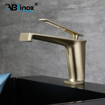 China Sense Faucets Customized Luxury Stainless Steel Satin 304 Gold Basin Kitchen Faucet for sale