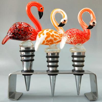 China Viable handmade murano swan wine bottle glass stopper for sale